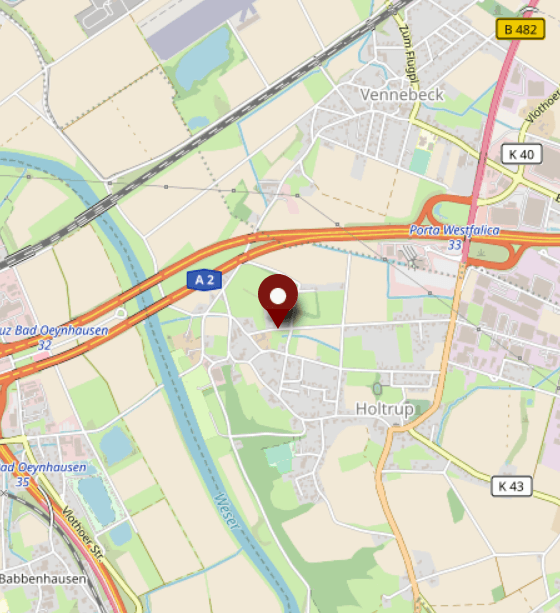 Anfahrt-Karte, Hotel & Restaurant Weserschiffchen, direkt an der A2, Ausfahrt 33 - Porta Westfalica