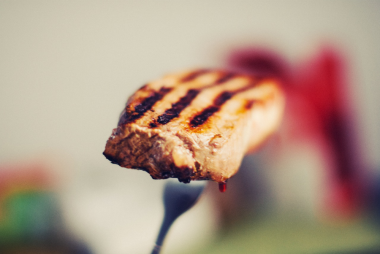 Steak auf der Gabel
