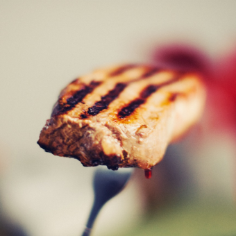 Steak auf der Gabel